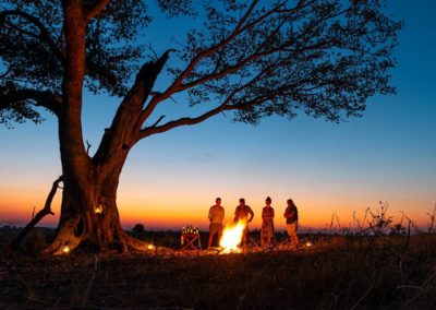 busanga plains bonfire at dusk